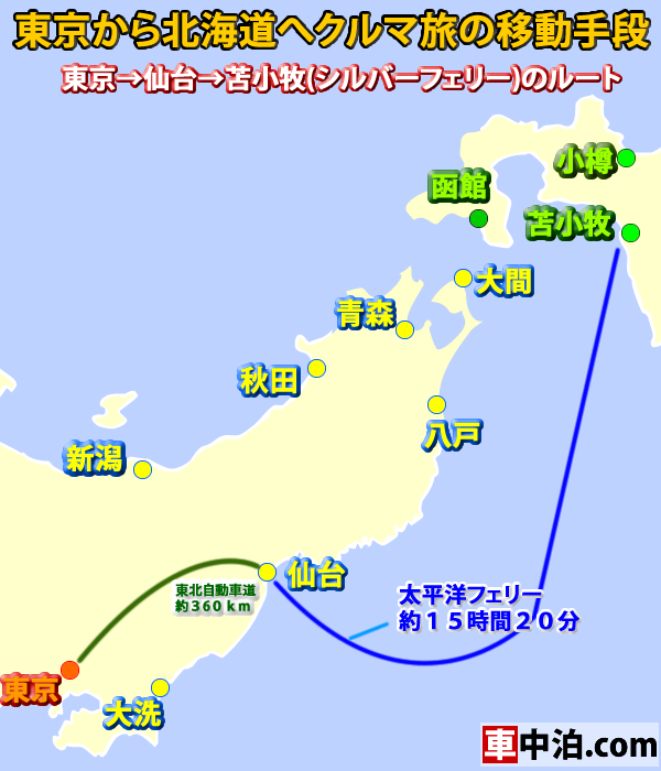 東京から北海道へクルマ旅の移動手段カーフェリーで行く時間と料金を調査 車中泊 Com